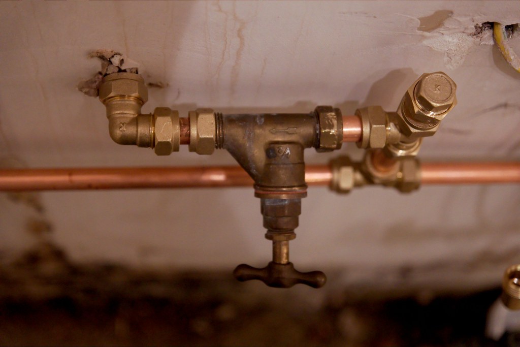 Copper pipes and brass valves
